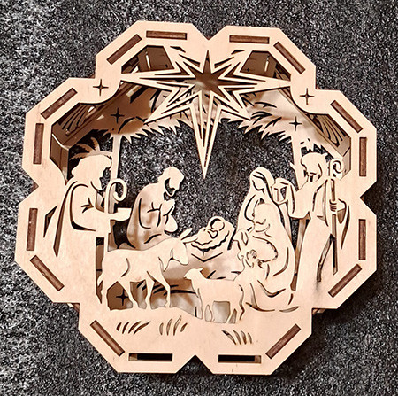 Malý dřevěný betlém na svíčku – stolní dekorace z překližky