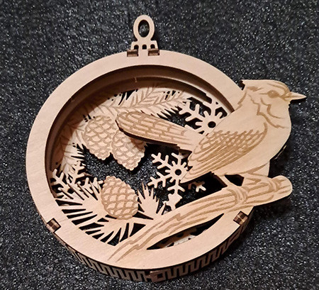 3D vánoční koule s ptáčkem